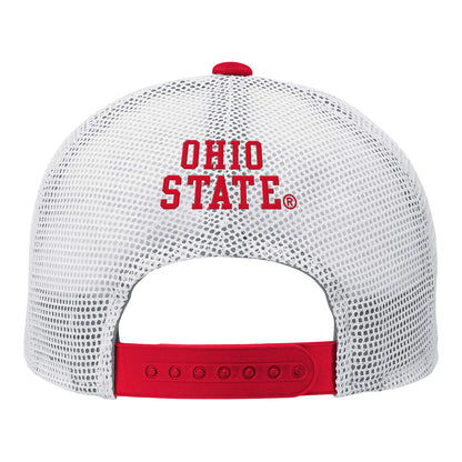 Youth Ohio State Buckeyes Outerstuff Core Lockup Mesh Hat In Red - Back View