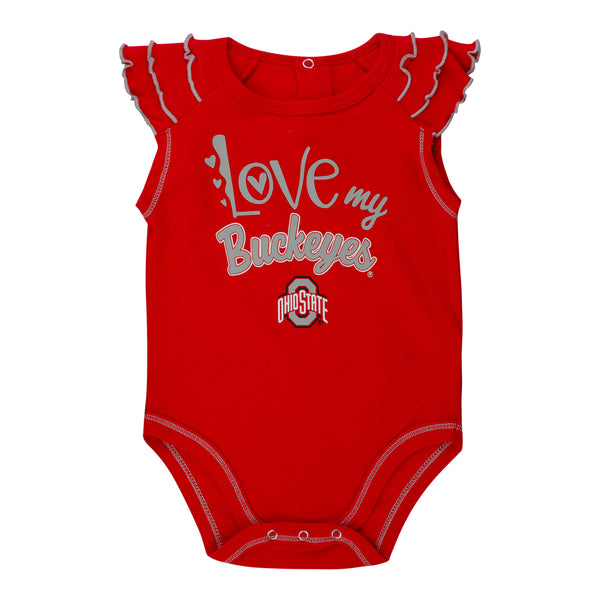 Infant Ohio State Buckeyes 2-Pack Girls Creeper Touchdown Set - Scarlet View