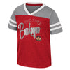 Toddler Girls Ohio State Buckeyes Summer V-Neck Scarlet T-Shirt - In Scarlet - Front View