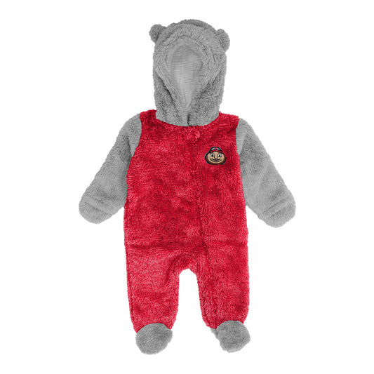 Infant Ohio State Buckeyes Teddy Scarlet/Gray Fleece - Front View