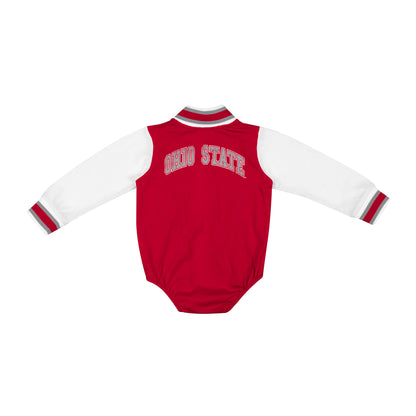 Infant Ohio State Buckeyes Bomber Jacket Onesie - Back View