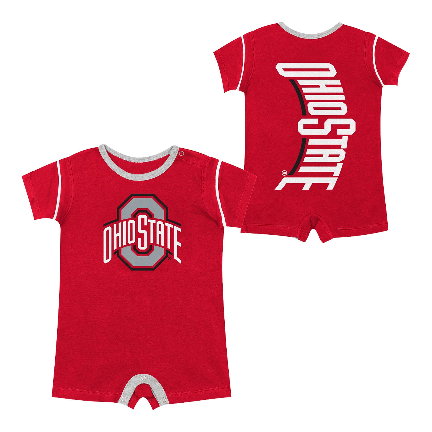 Infant Ohio State Buckeyes Tiny Player Coveralls - front and back