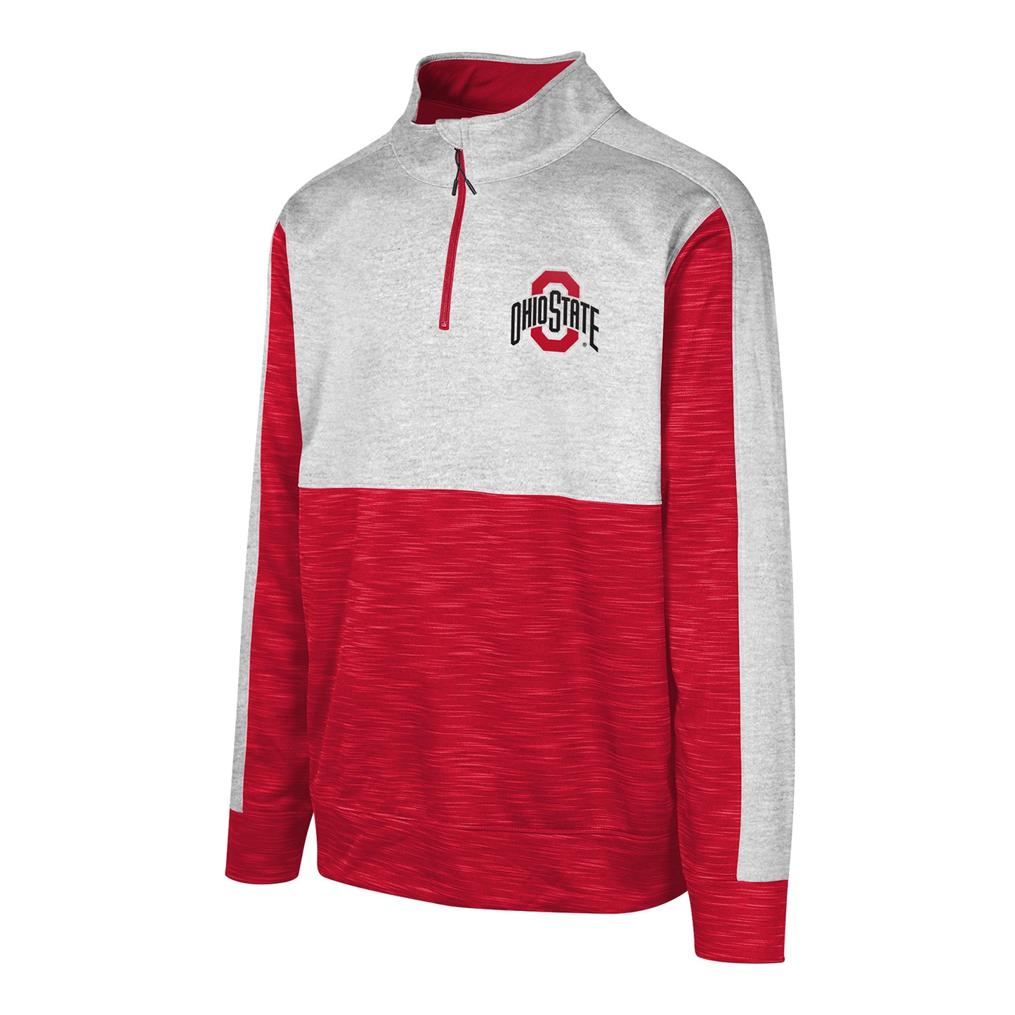 Youth Ohio State Buckeyes 1/4 Zip Scarlet/Gray Jacket - Front View