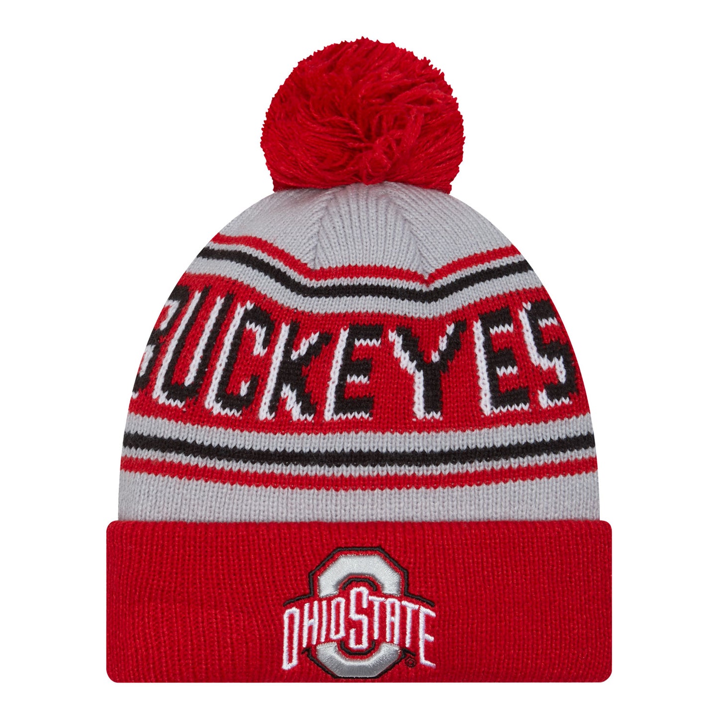 Youth Ohio State Buckeyes Wordmark Scarlet Knit Hat - In Scarlet - Front View