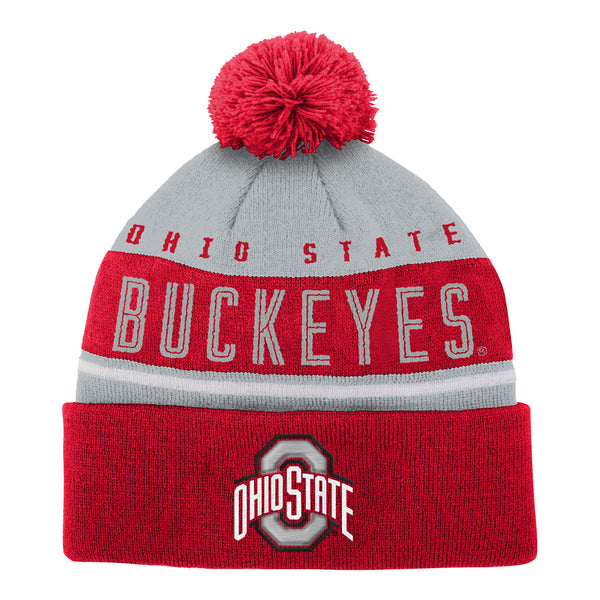 Youth Ohio State Buckeyes Redzone Jacquard Scarlet Knit Hat - Front View