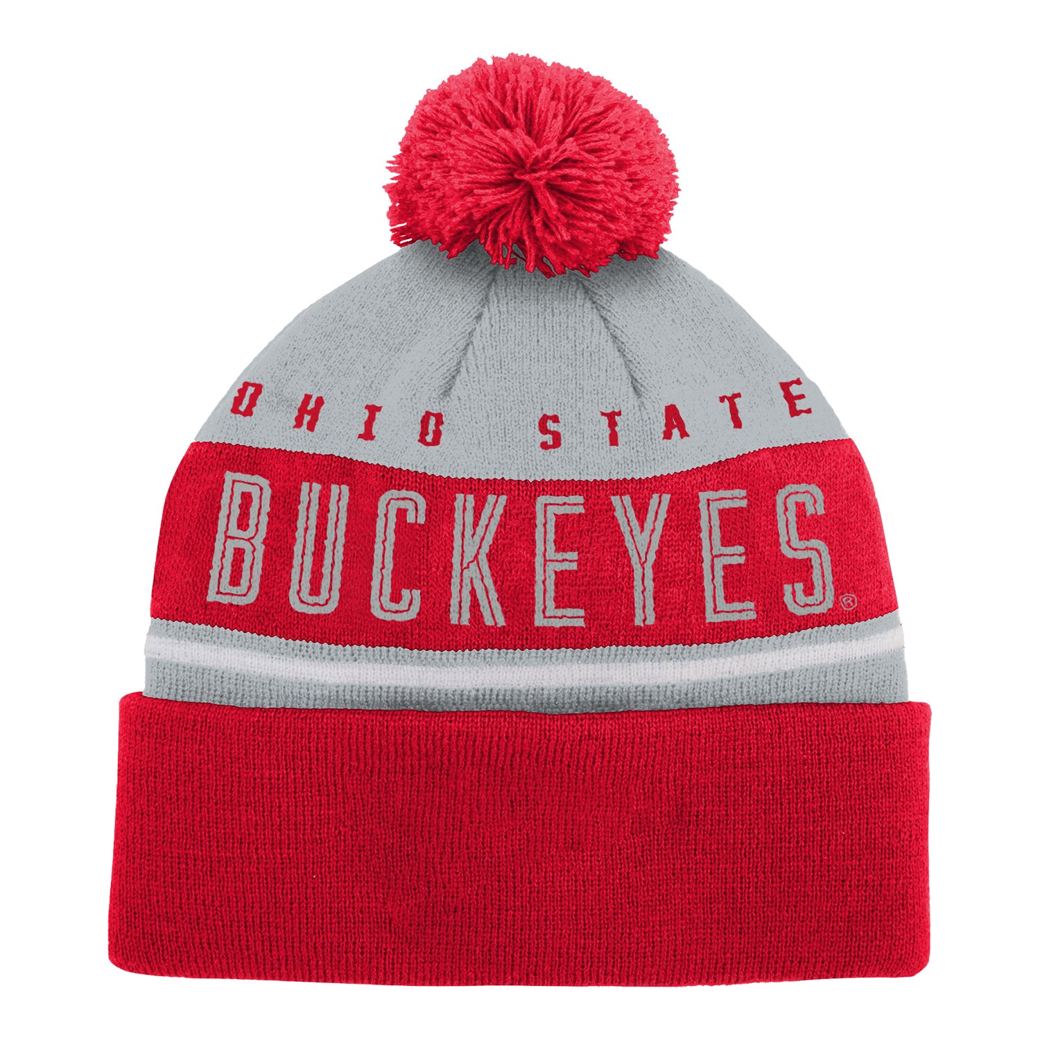 Youth Ohio State Buckeyes Redzone Jacquard Scarlet Knit Hat - Back View