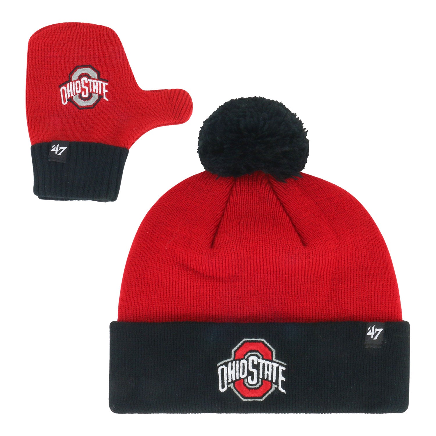 Youth Ohio State Buckeyes Knit Glove Set - Set View