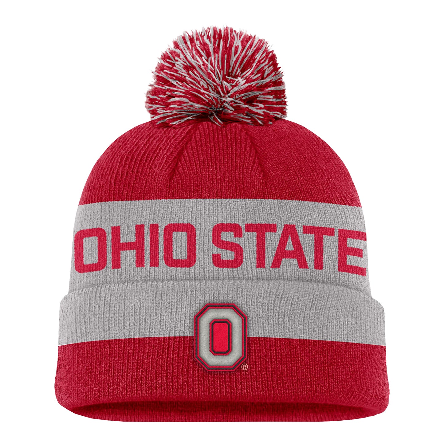 Youth Ohio State Buckeyes Nike Peak Pom Knit Hat In Scarlet - Front View