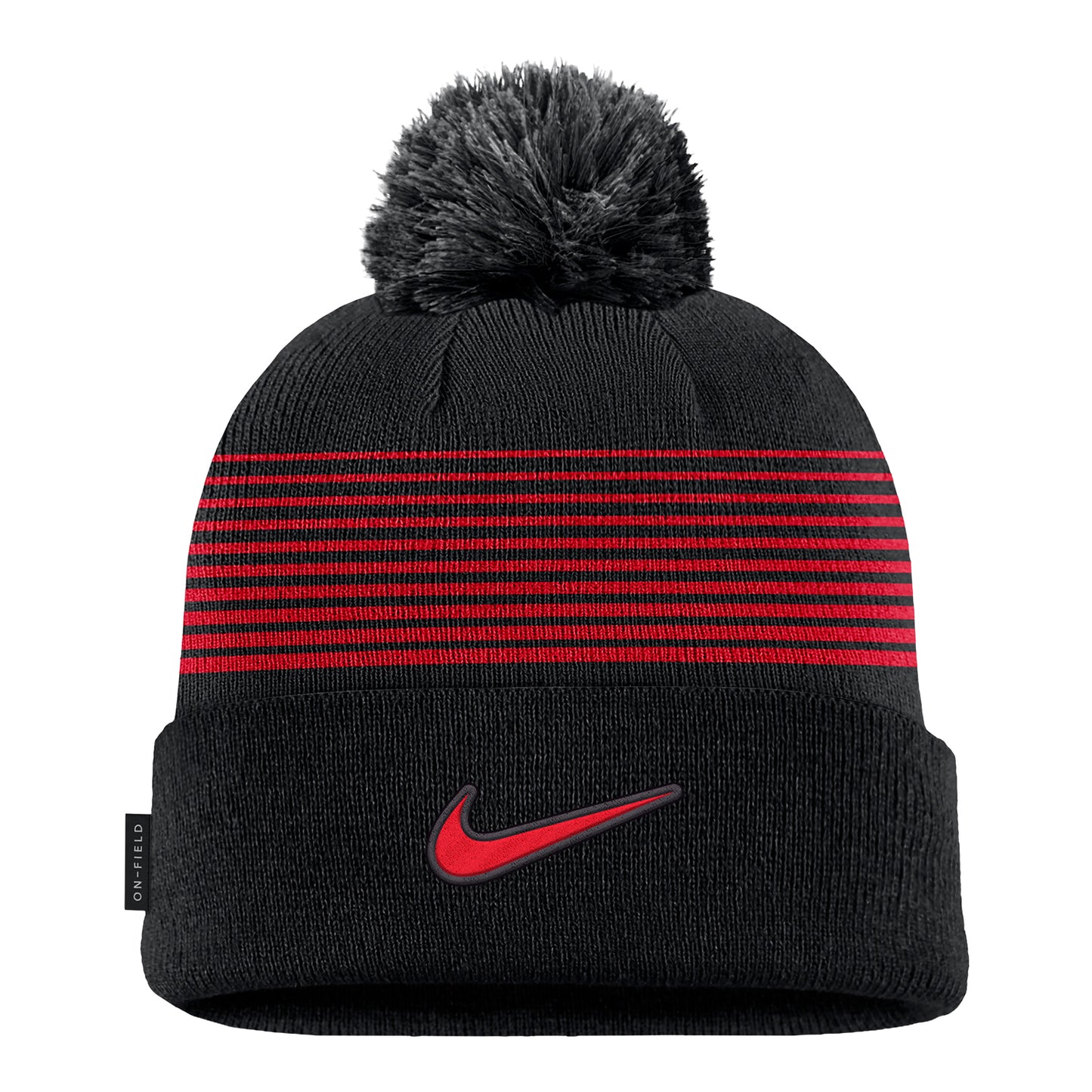 Youth Ohio State Buckeyes Nike Striped Pom Beanie - Back