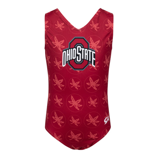 Youth Ohio State Buckeyes All Over Leotard In Scarlet - Front View