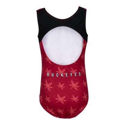Youth Ohio State Buckeyes All Over Leotard In Scarlet - Back View