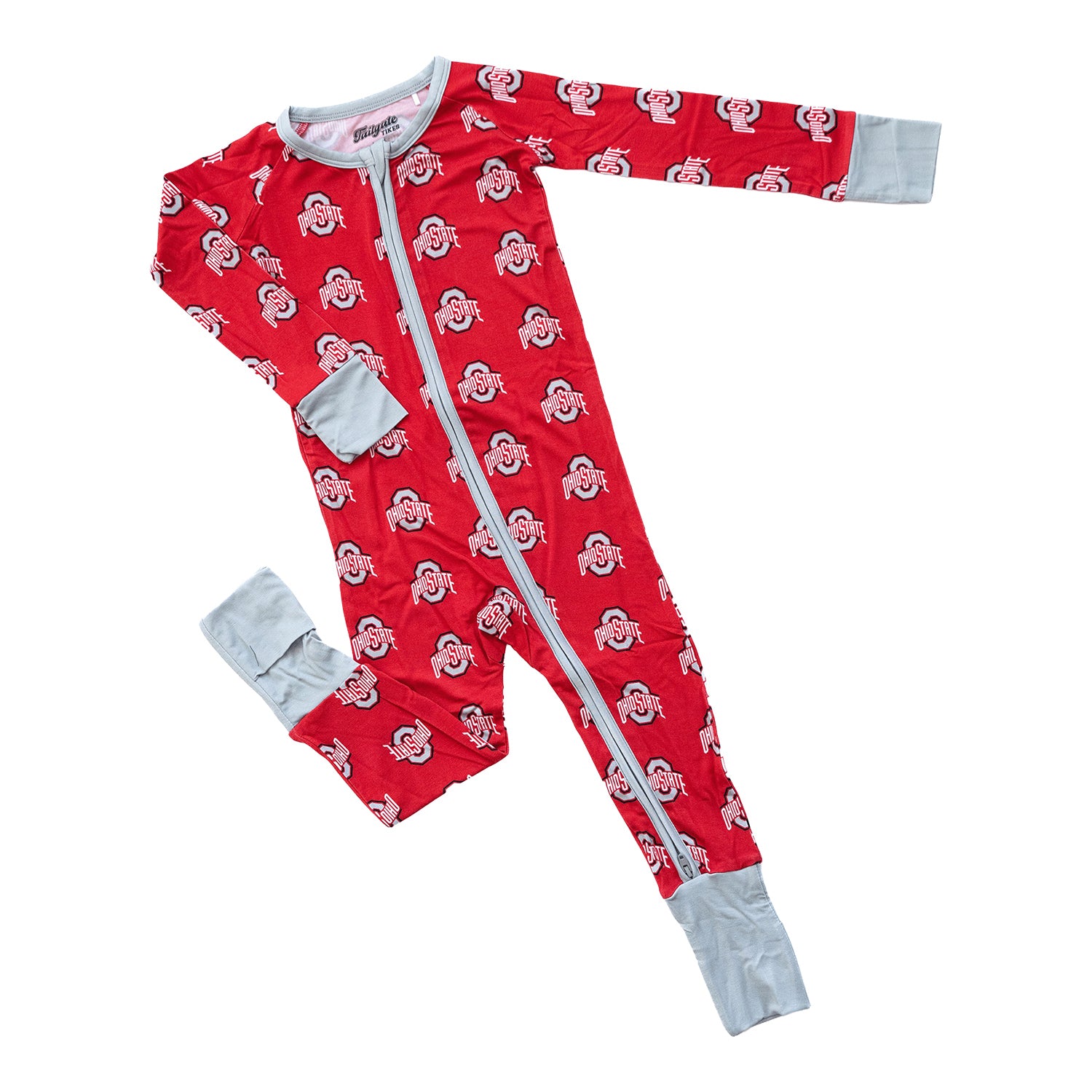 Ohio State Buckeyes Tailgate Tikes Primary Logo Zipper Onesie In Scarlet - Front View