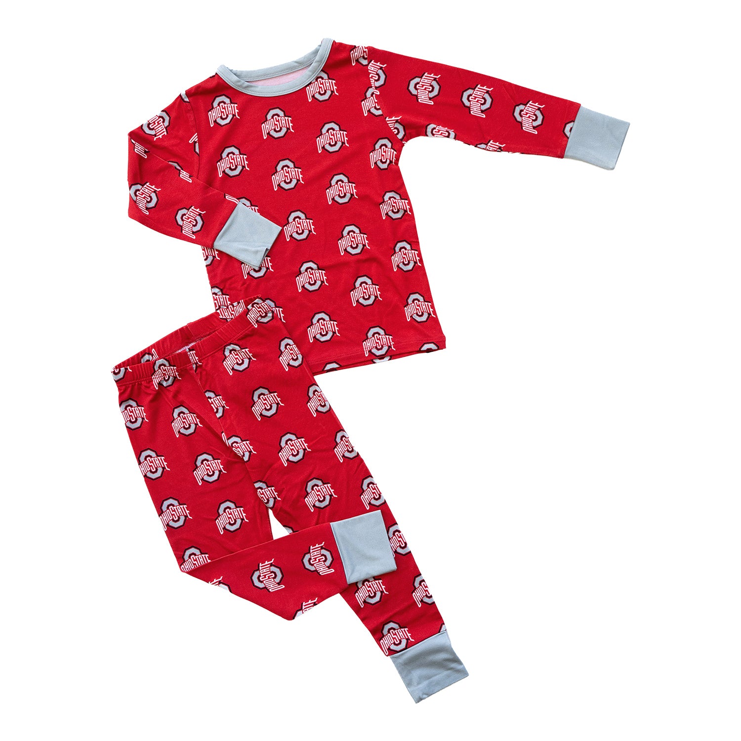 Ohio State Buckeyes Tailgate Tikes Primary Logo 2pc Pajama Set In Scarlet - Front View