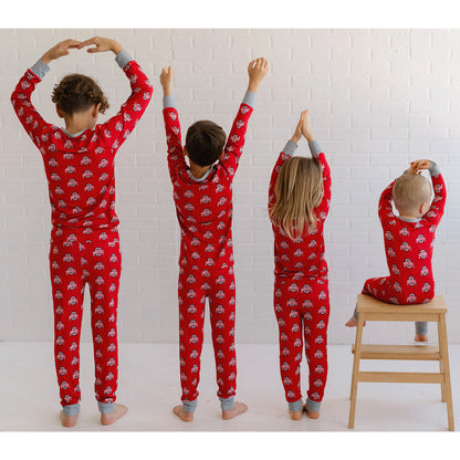 Ohio State Buckeyes Tailgate Tikes Primary Logo 2pc Pajama Set In Scarlet - Back View On Model