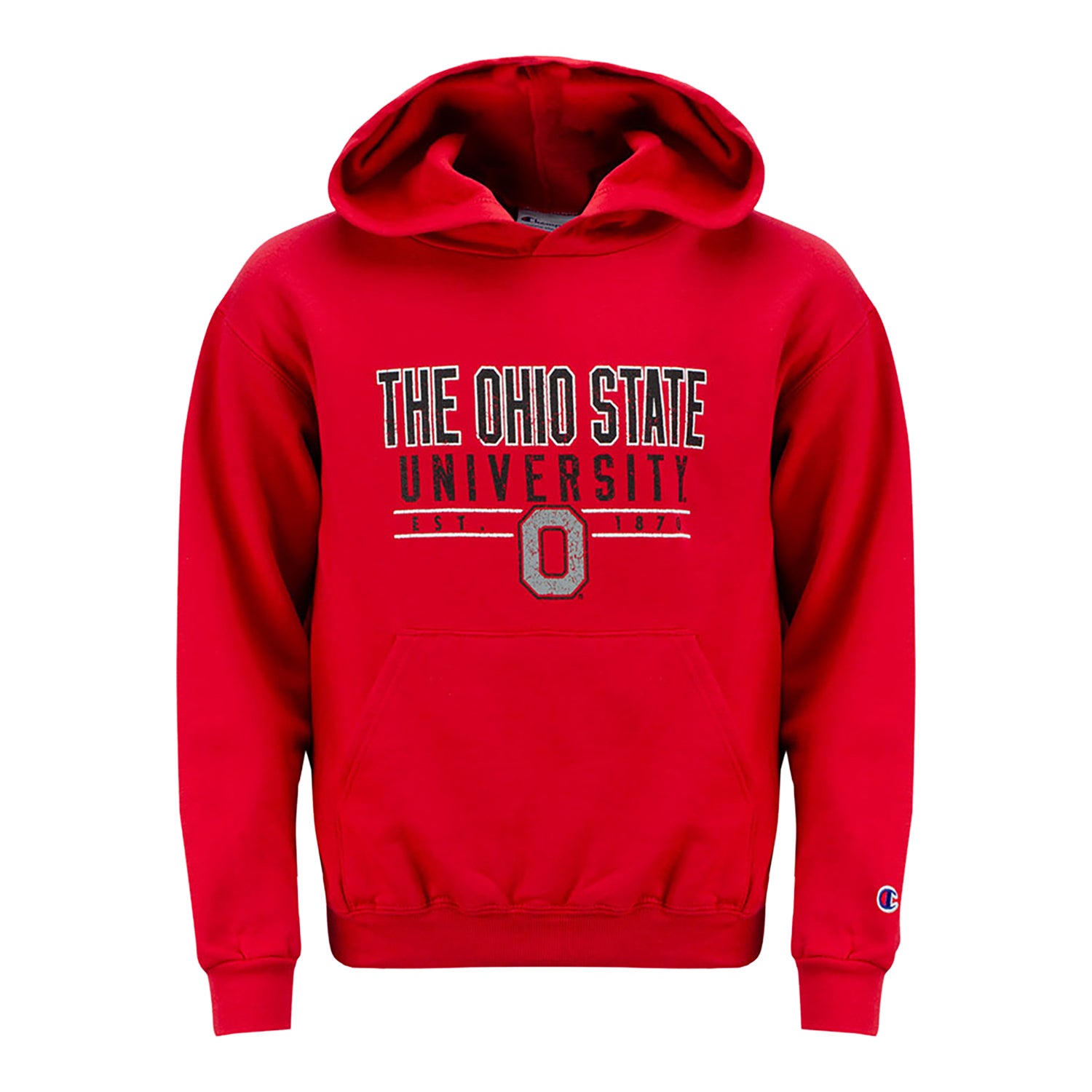 Youth Ohio State Buckeyes Wordmark Hood - In Scarlet - Front View