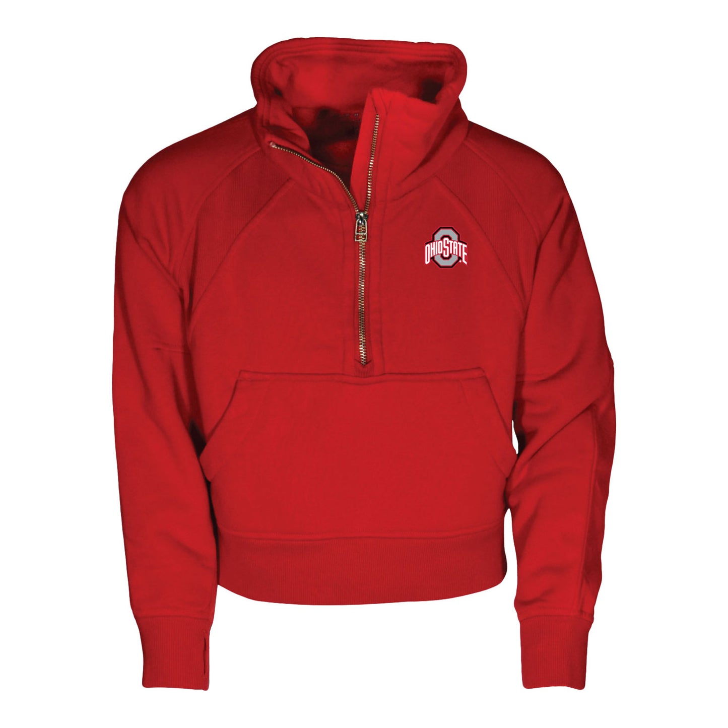 Girls Ohio State Buckeyes 1/4 Zip Scarlet Sweatshirt - Front View