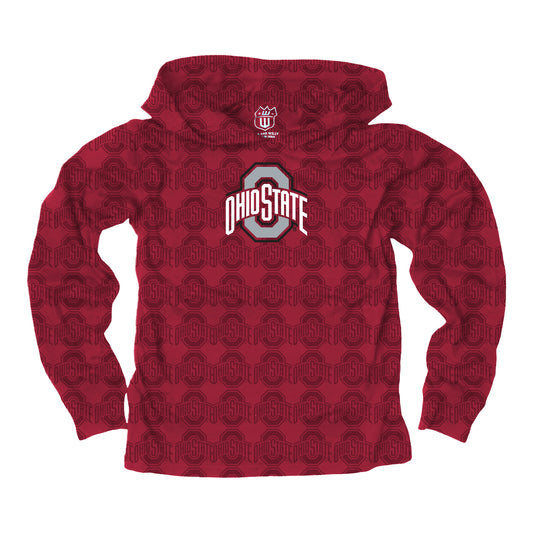 Youth Ohio State Buckeyes Wes & Willy Primary Logo Hooded Sweatshirt In Scarlet - Front View