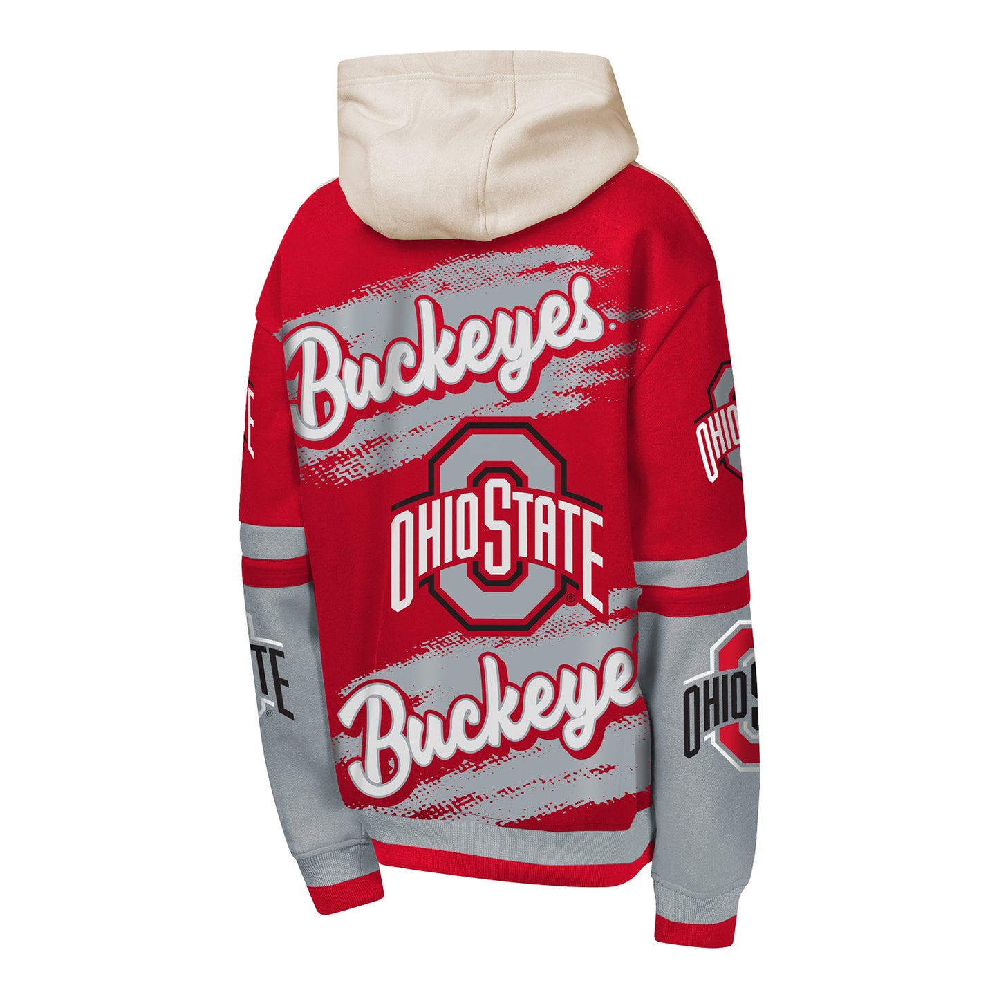 Youth Ohio State Buckeyes All Over Print Hoodie - back