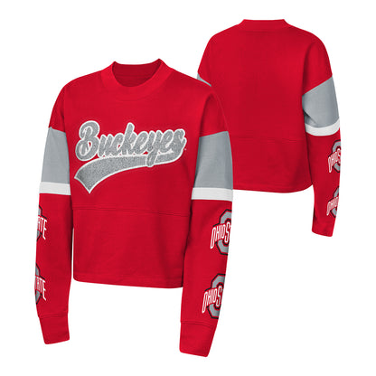 Youth Ohio State Buckeyes Formation Script Crewneck - Front and Back