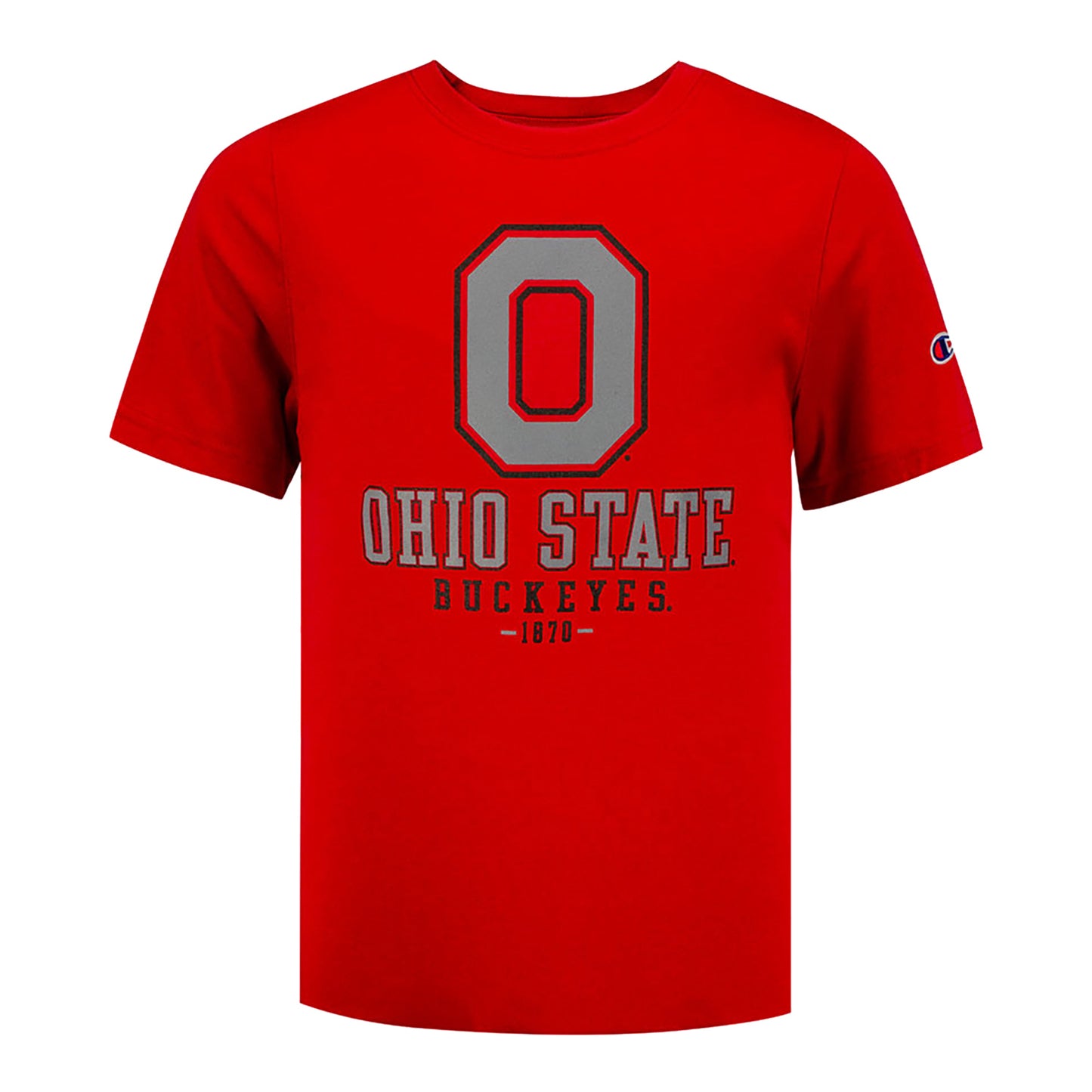 Youth Ohio State Buckeyes Stacked 1870 T-Shirt - In Scarlet - Front View