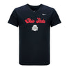 Girls Ohio State Buckeyes V-Neck Script Black T-Shirt