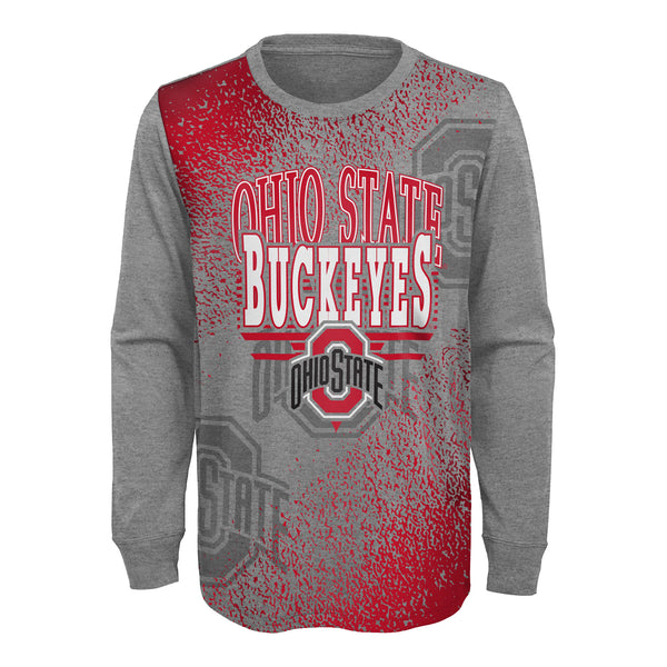 Youth Ohio State Buckeyes Half Time Gray Long Sleeve T-Shirt - In Gray - Front View