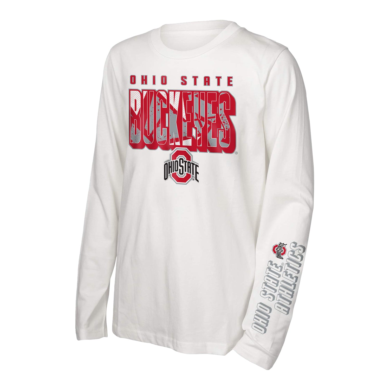 Youth Ohio State Buckeyes 3-In-1 Wordmark Long Sleeve Gray/White T-Shirt - Long Sleeve View