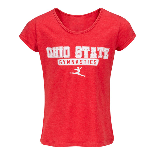 Youth Ohio State Buckeyes Gymnastics Scarlet T-Shirt - Front View