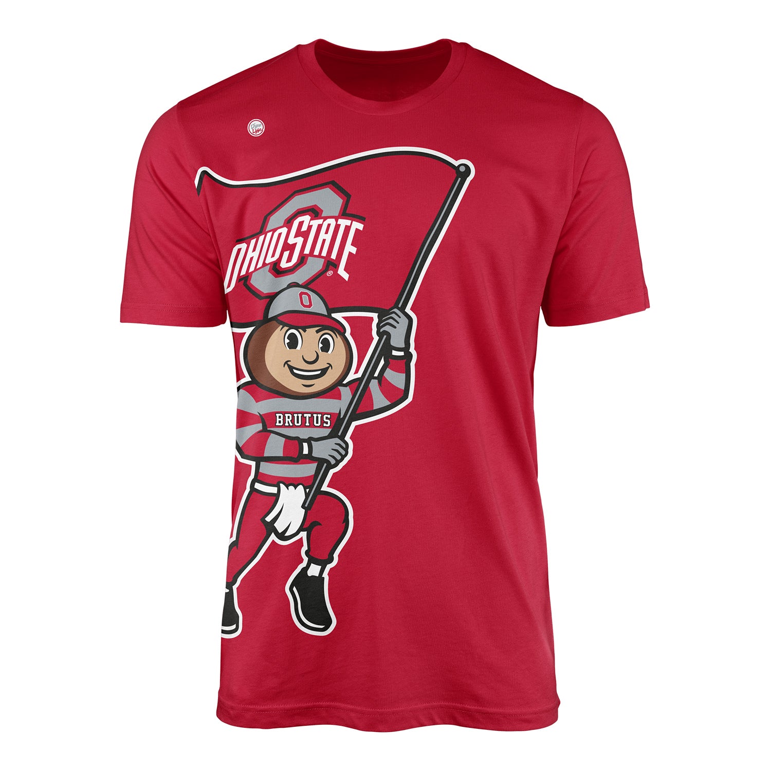 Youth Ohio State Buckeyes Brutus Flag Scarlet T-Shirt - Front View