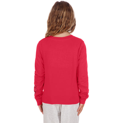 Youth Ohio State Buckeyes New Era Script Heart Crop T-Shirt - Back