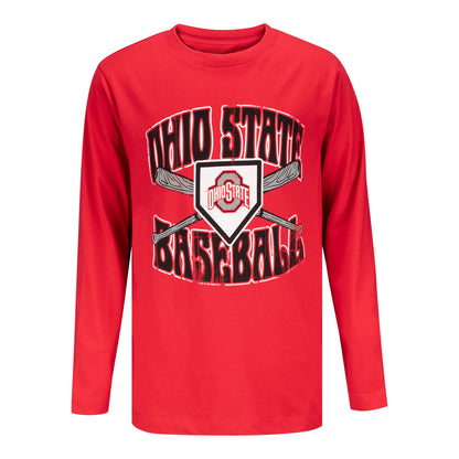 Ohio State Youth Long Sleeve Baseball Tee - Front