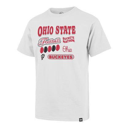 Youth Ohio State Buckeyes Hurrah Football T-shirt In White - Front View