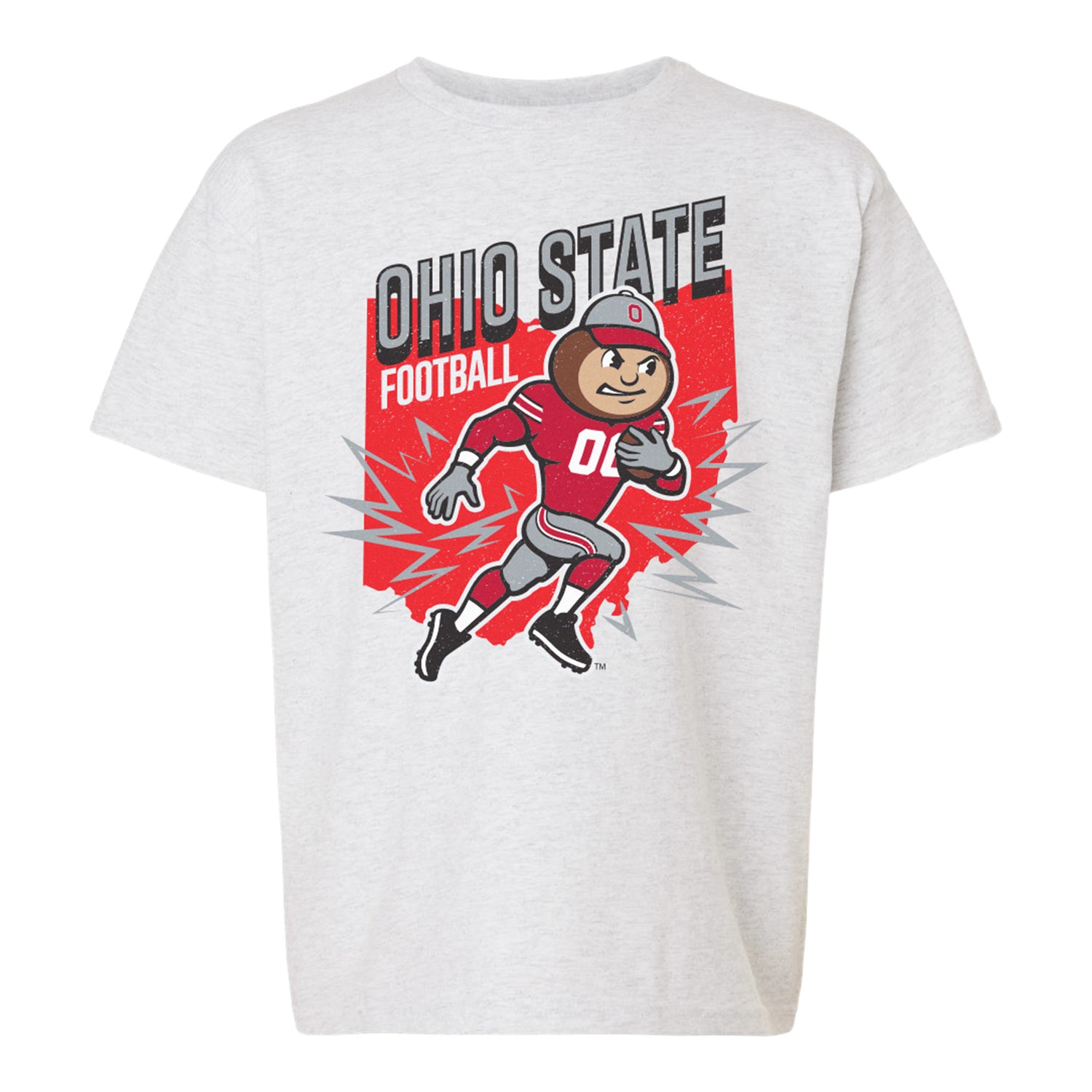 Youth Ohio State Buckeyes Football Brutus T-Shirt In White - Front View