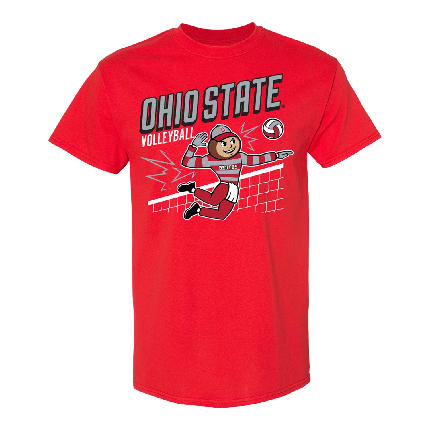 Youth Ohio State Buckeyes Brutus Volleyball T-Shirt In Scarlet - Front View