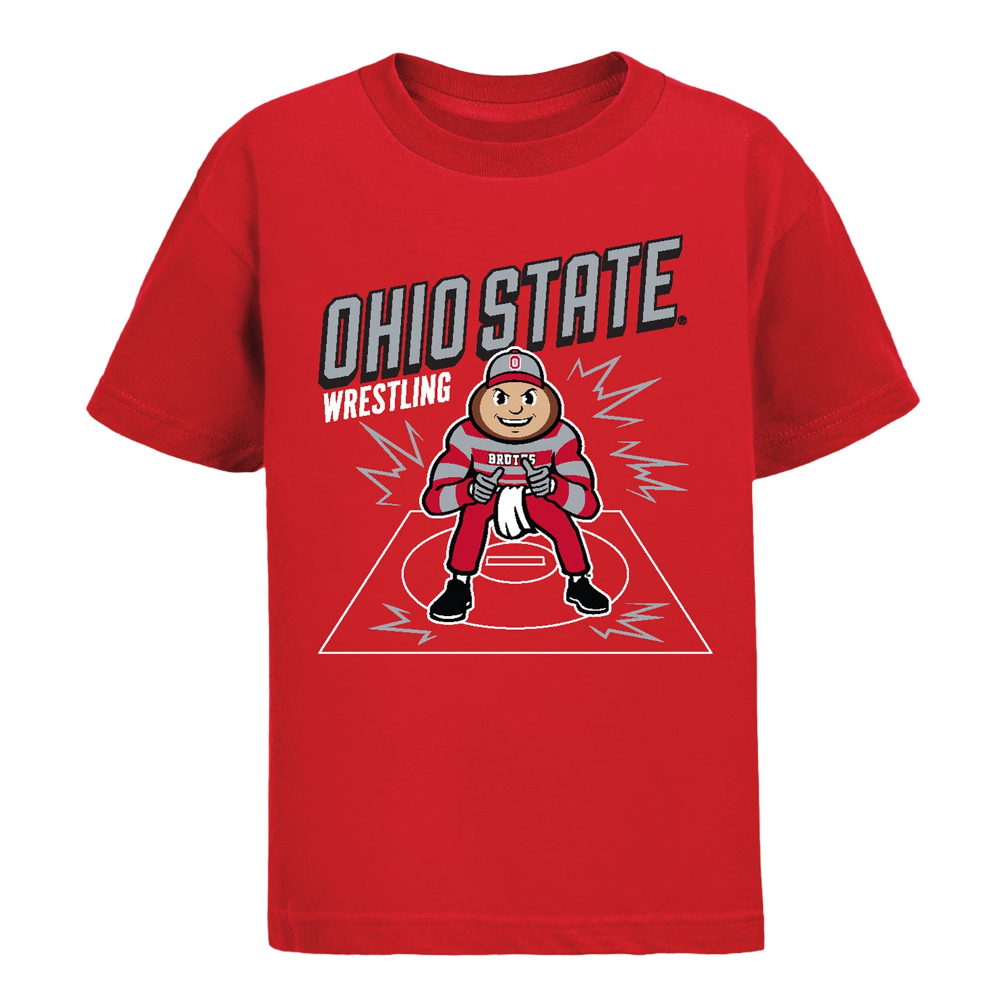 Youth Ohio State Buckeyes Brutus Wrestling T-Shirt In Scarlet - Front View