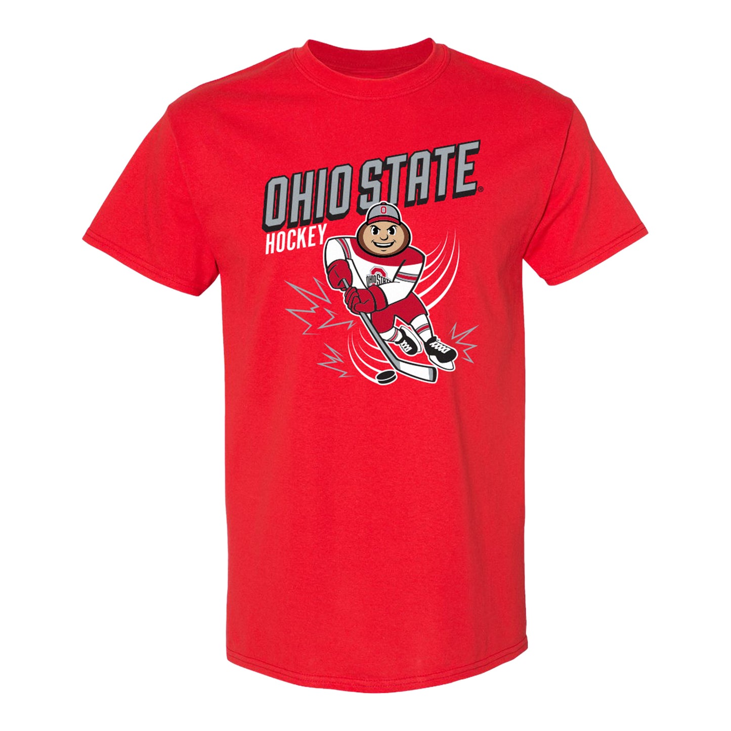 Youth Ohio State Buckeyes Brutus Ice Hockey T-Shirt In Scarlet - Front View