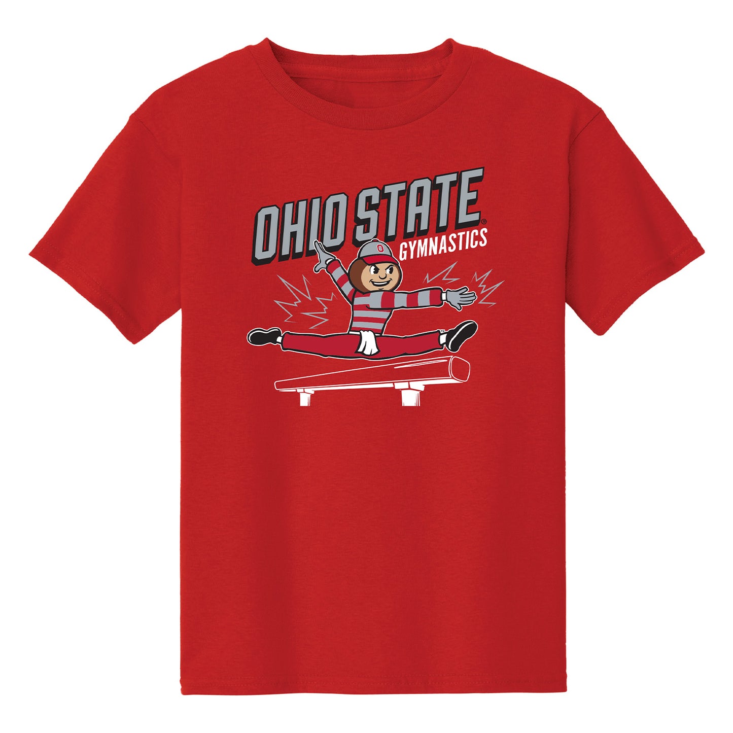 Youth Ohio State Buckeyes Brutus Gymnastics T-Shirt - Front View
