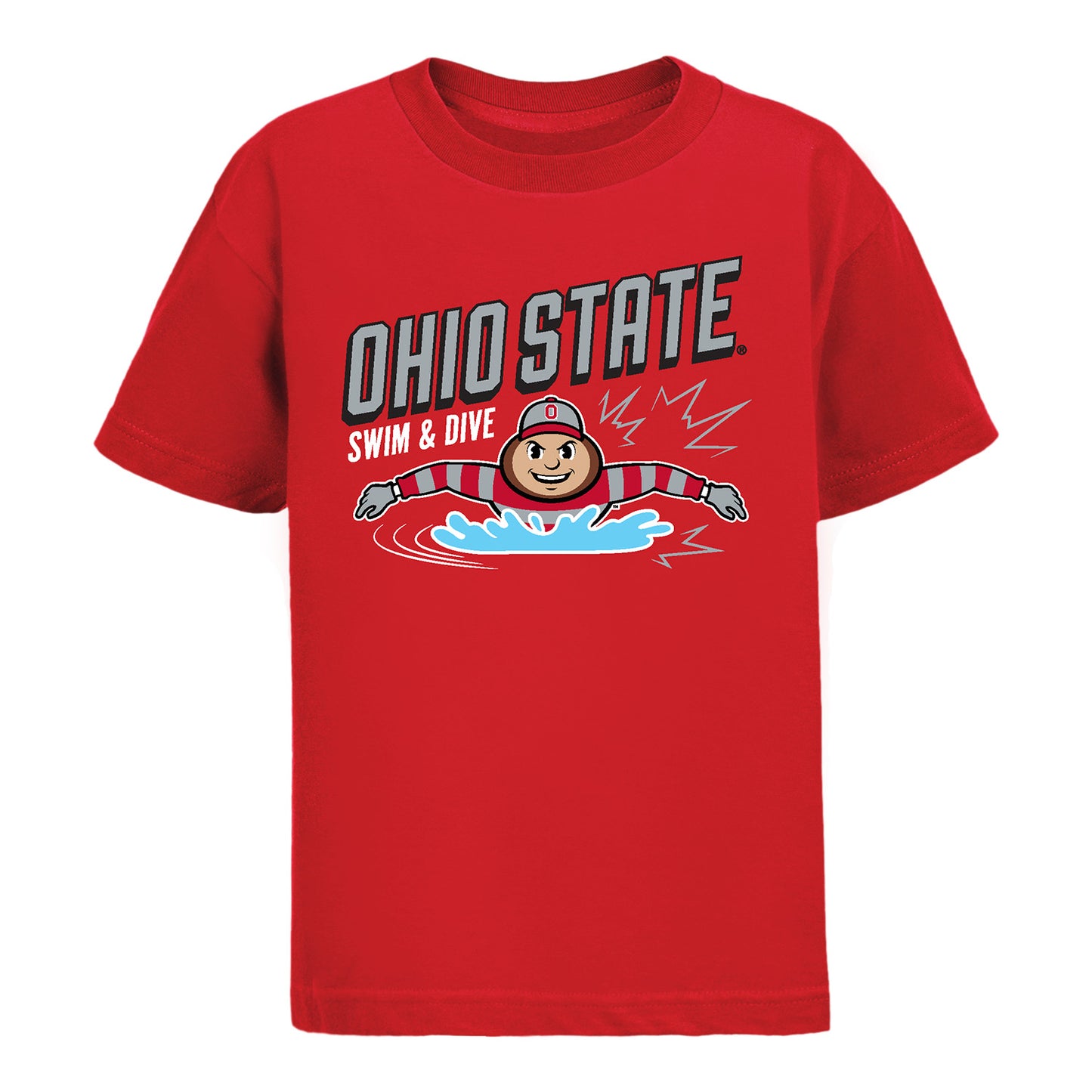 Youth Ohio State Buckeyes Brutus Swim & Dive T-Shirt In Scarlet - Front View