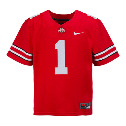 Kids Ohio State Buckeyes Nike Football Game #1 Replica Jersey - In Scarlet - Front View