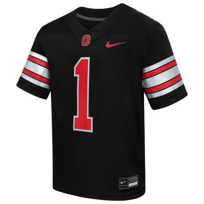 Youth Ohio State Buckeyes Nike Football #1 Black Replica Jersey - Front