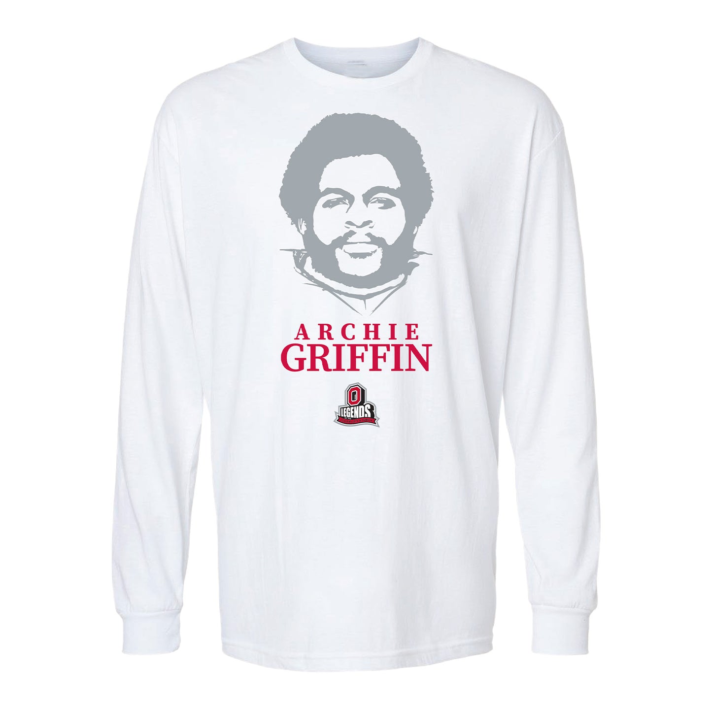 Ohio State Buckeyes Archie Griffin 50th Anniversary White Long Sleeve T-Shirt - Front View