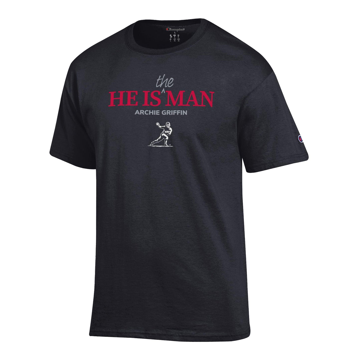 Ohio State Buckeyes Archie Griffin 50th Anniversary He Is The Man Black T-Shirt - Front View