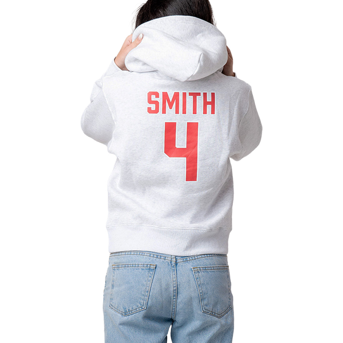 Ohio State Buckeyes #4 Jeremiah Smith Established & Co. Ladies Hoodie - Back View
