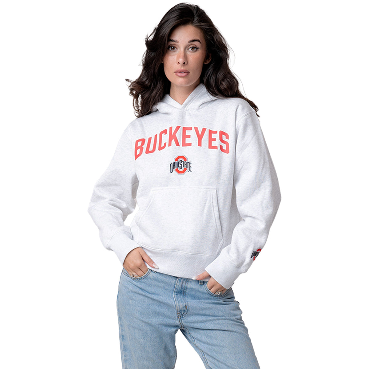 Ohio State Buckeyes #4 Jeremiah Smith Established & Co. Ladies Hoodie - Front View
