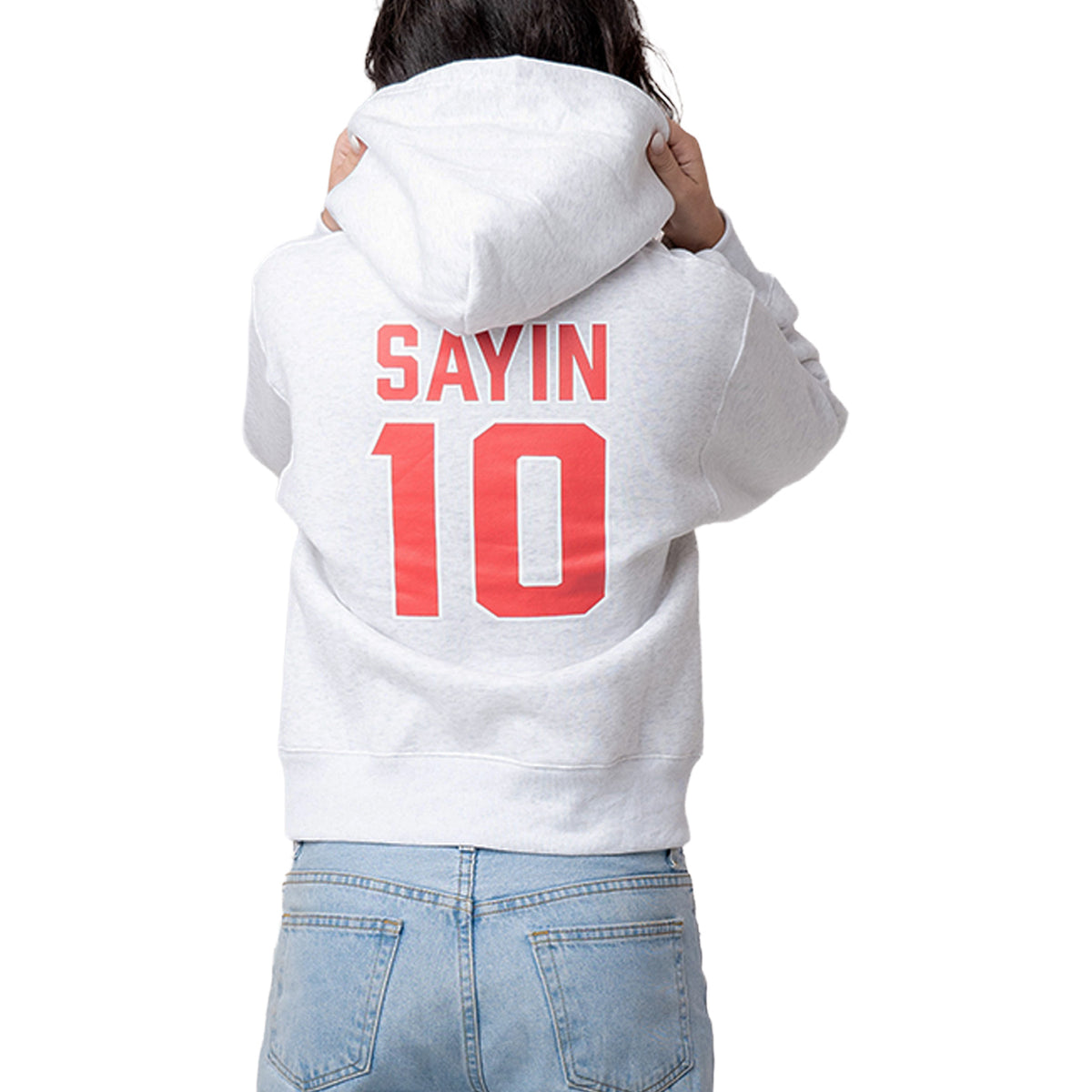 Ohio State Buckeyes #10 Julian Sayin Established & Co. Ladies Hoodie - Back View