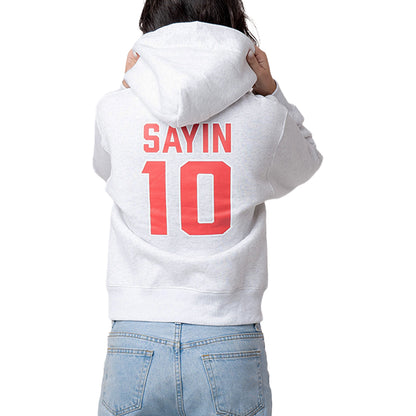 Ohio State Buckeyes #10 Julian Sayin Established & Co. Ladies Hoodie - Back View