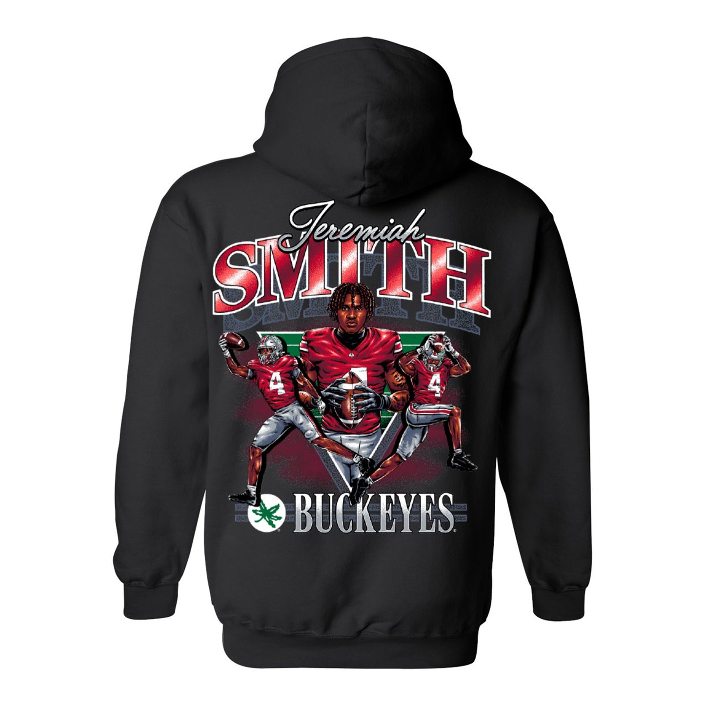 Ohio State Buckeyes #4 Jeremiah Smith Graphic Sweatshirt In Black - Back View