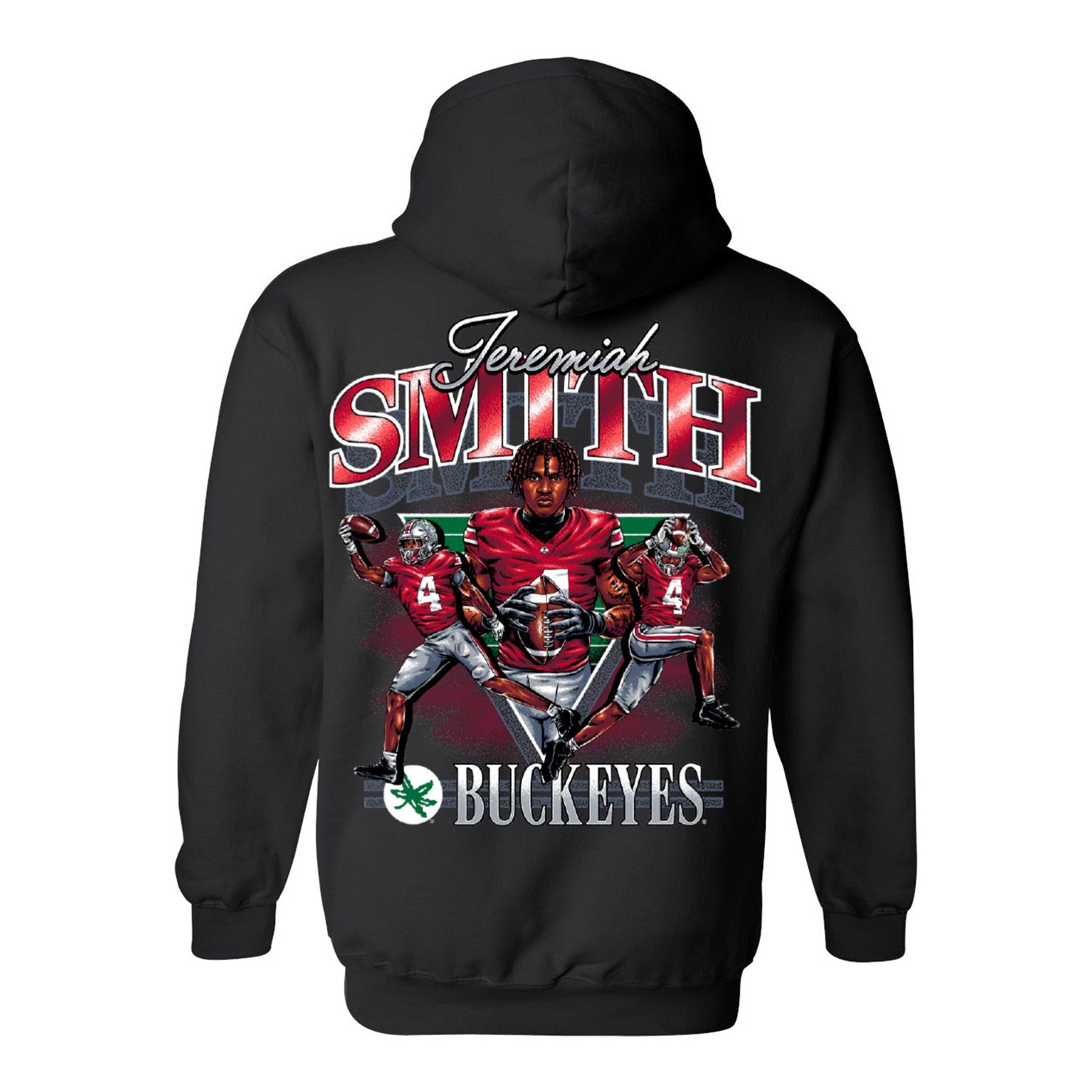 Ohio State Buckeyes #4 Jeremiah Smith Graphic Sweatshirt In Black - Back View