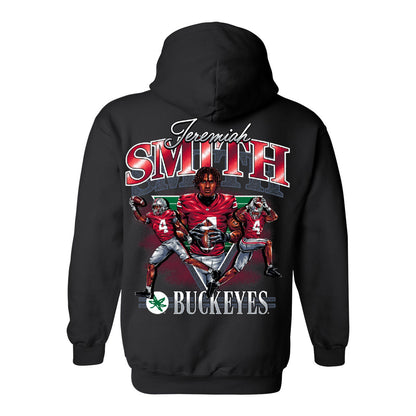 Ohio State Buckeyes #4 Jeremiah Smith Graphic Sweatshirt In Black - Back View