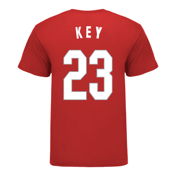 Ohio State Buckeyes Men's Basketball Student Athlete #23 Zed Key T-Shirt - In Scarlet - Back View